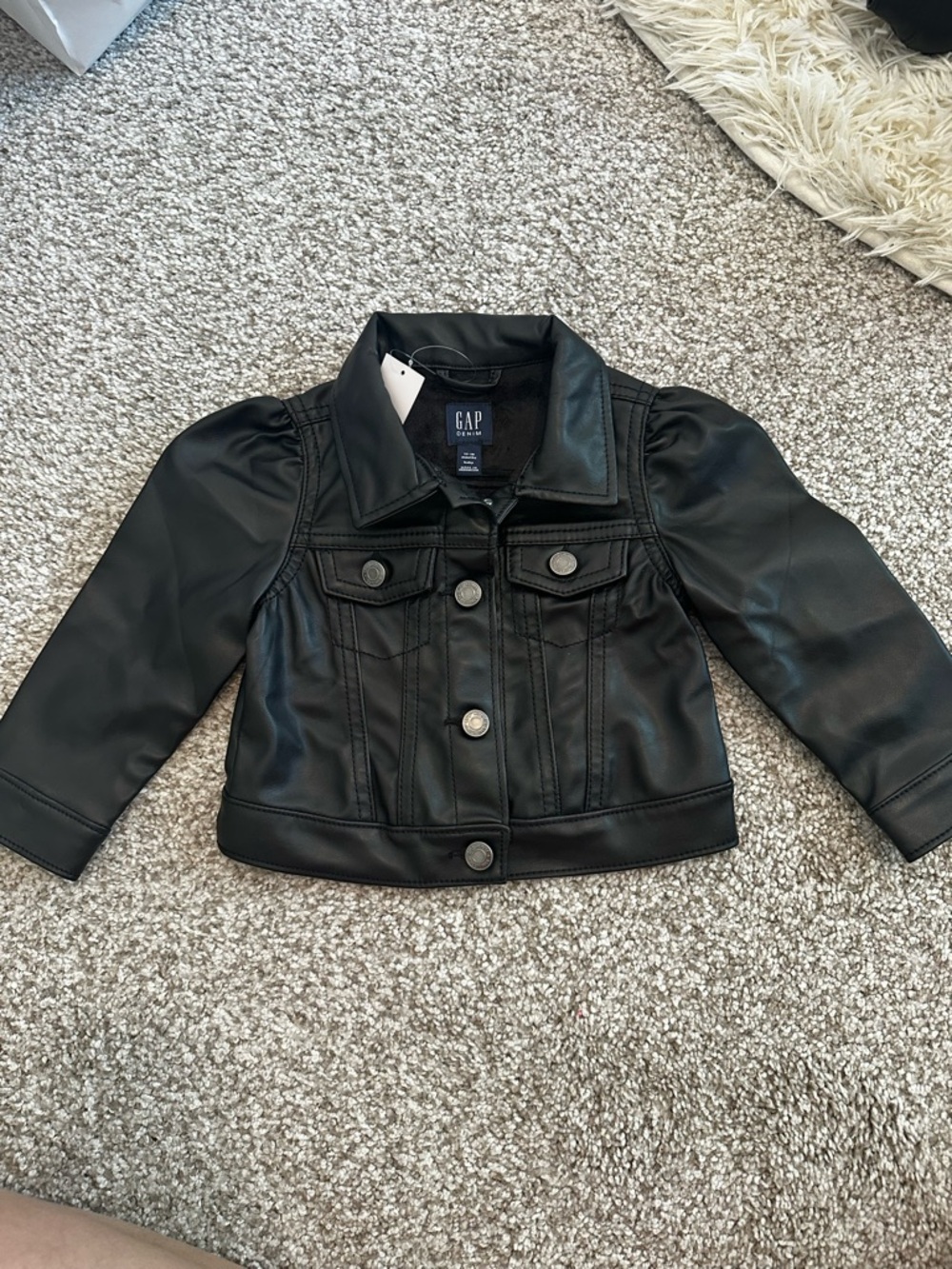 NWT- GAP Black Faux Leather Jacket